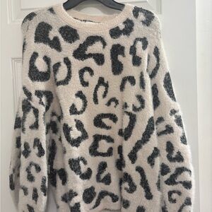 Cherish Black and Cream Leopard Sweater